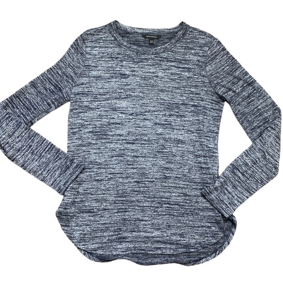BANANA REPUBLIC Heathered Curved Hem Tee With Long Sleeves Grey Size Small - Picture 1 of 10